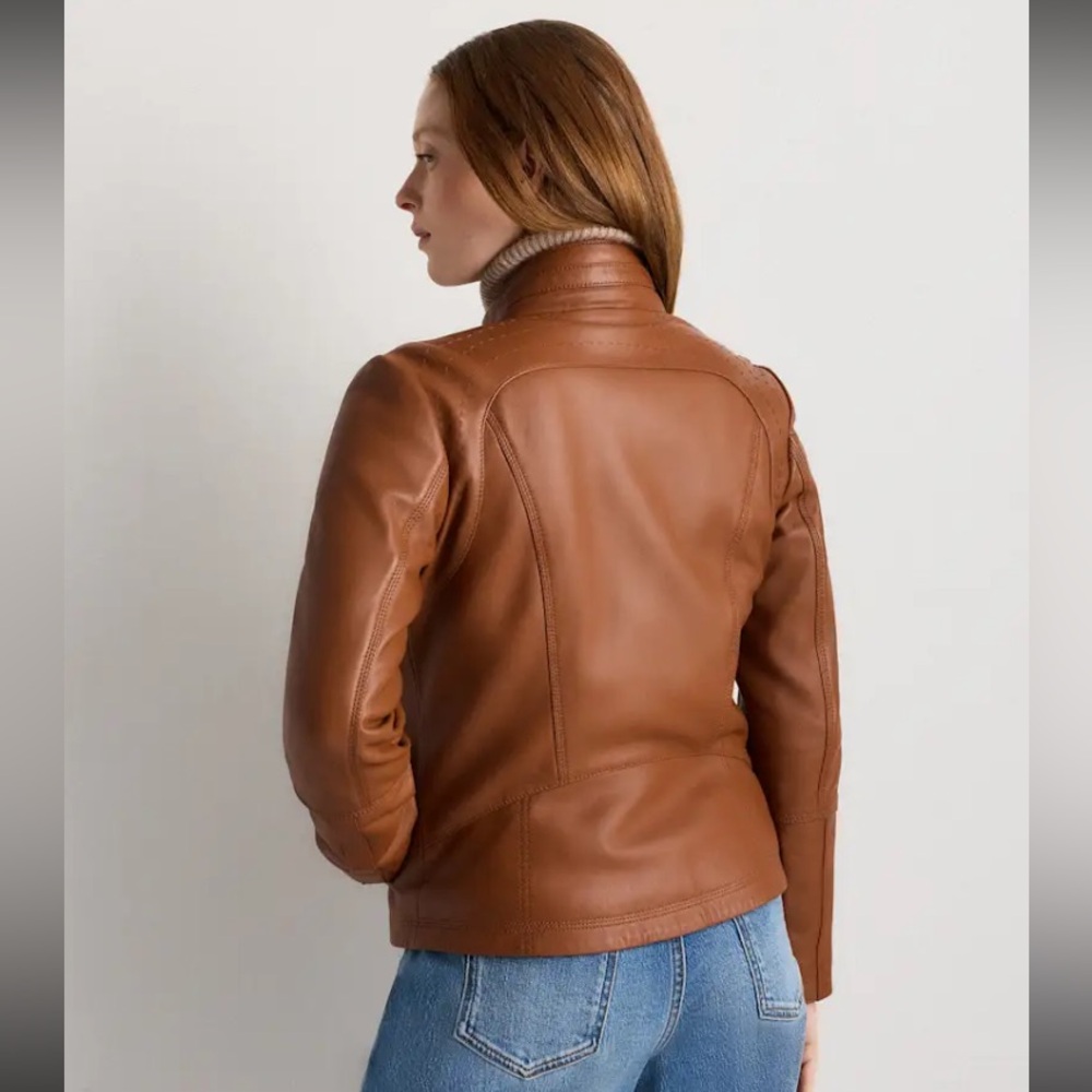 Quince Women 100% Leather
Stand-Collar Jacket Dark
Cognac Brown M - Picture 11 of 12